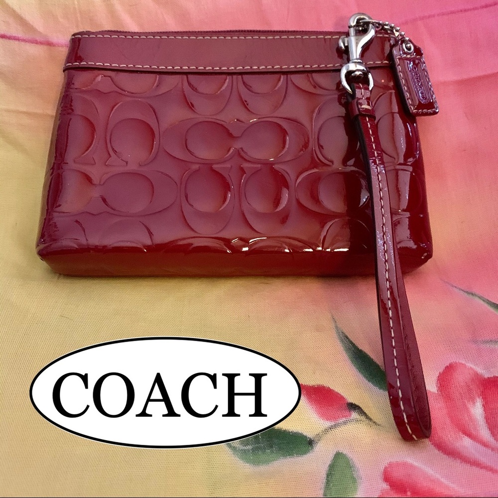 Coach Oxblood Patent Leather Vintage Wristlet - Picture 3 of 6